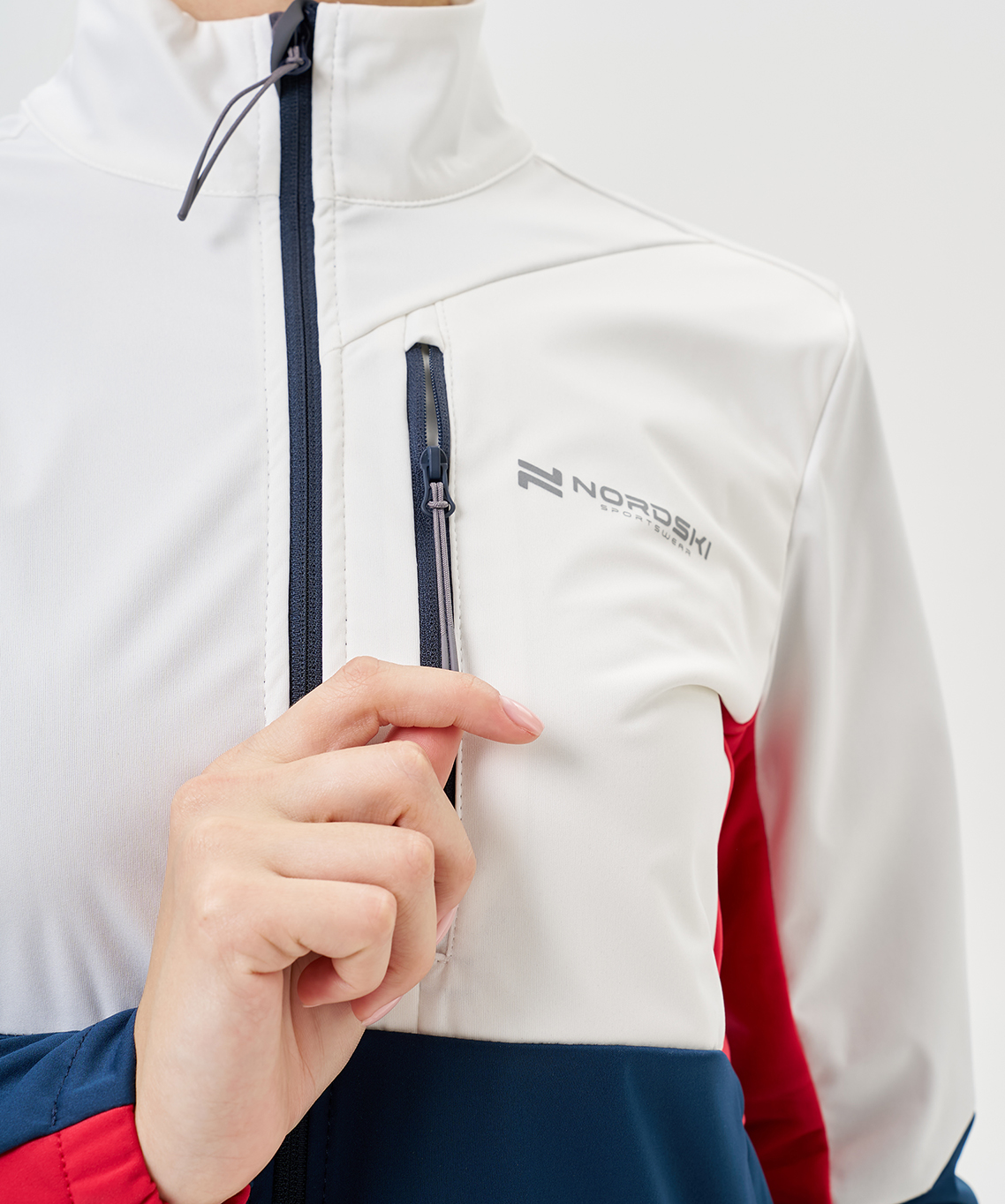 Тренировочная куртка Nordski PRO TOUR White/Deep/Red W